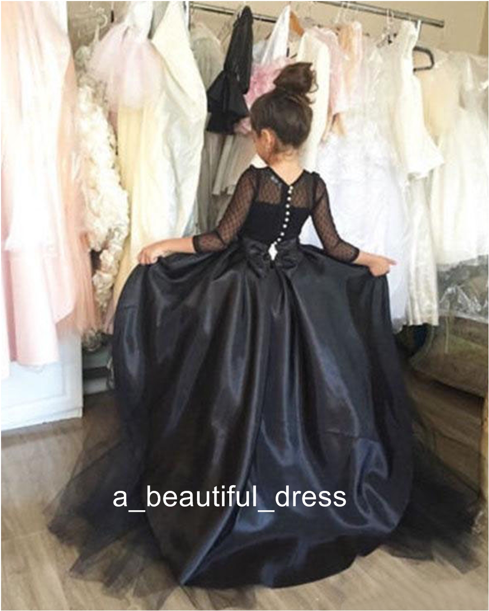 Pageant Dresses For Girls Jewel Long Sleeve Flower Girl Dresses For Toddlers Teens Kids Formal Wear Birthday Party Communion Dresses FG1321