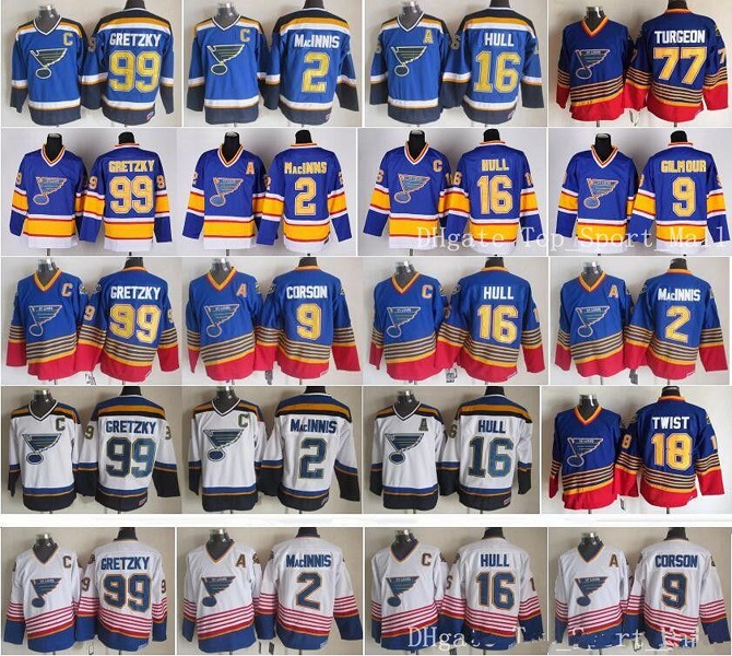 St Louis Blues Jerseys Ice Hockey Vintage 16 Brett Hull 99 Wayne Gretzky 2 AL MacINNIS 9 Shayne Corson 9 Doug Gilmour blue white, Colour 3 
St Louis Blues Jerseys Ice Hockey Vintage 16 Brett Hull 99 Wayne Gretzky 2 AL MacINNIS 9 Shayne Corson 9 Doug Gilmour blue white, Colour 3
