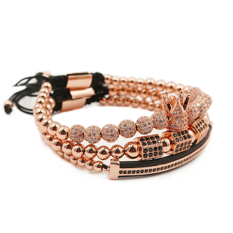 Men's Jewelry Crown Charm Studded Zircon Couple Lace Bead Women's Gift Valentine's Day Holiday Christmas