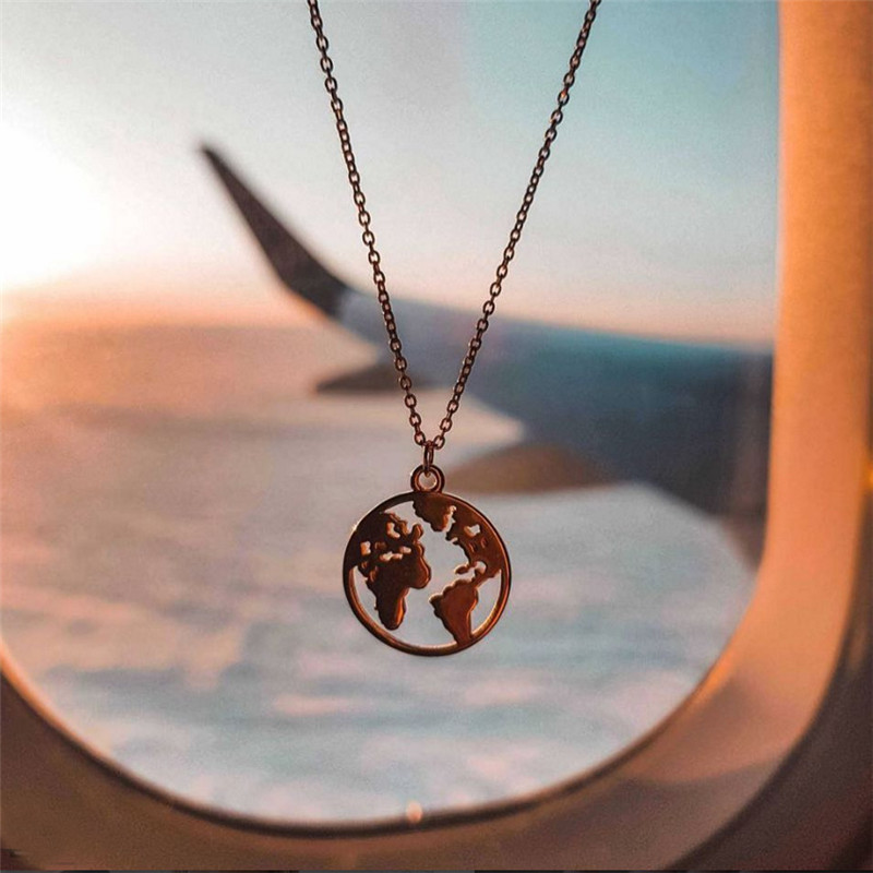 925 Sterling Silver Hollow World Map Pendant Necklace For Women Fine Jewelry Necklace Men Charms Lovers Gift