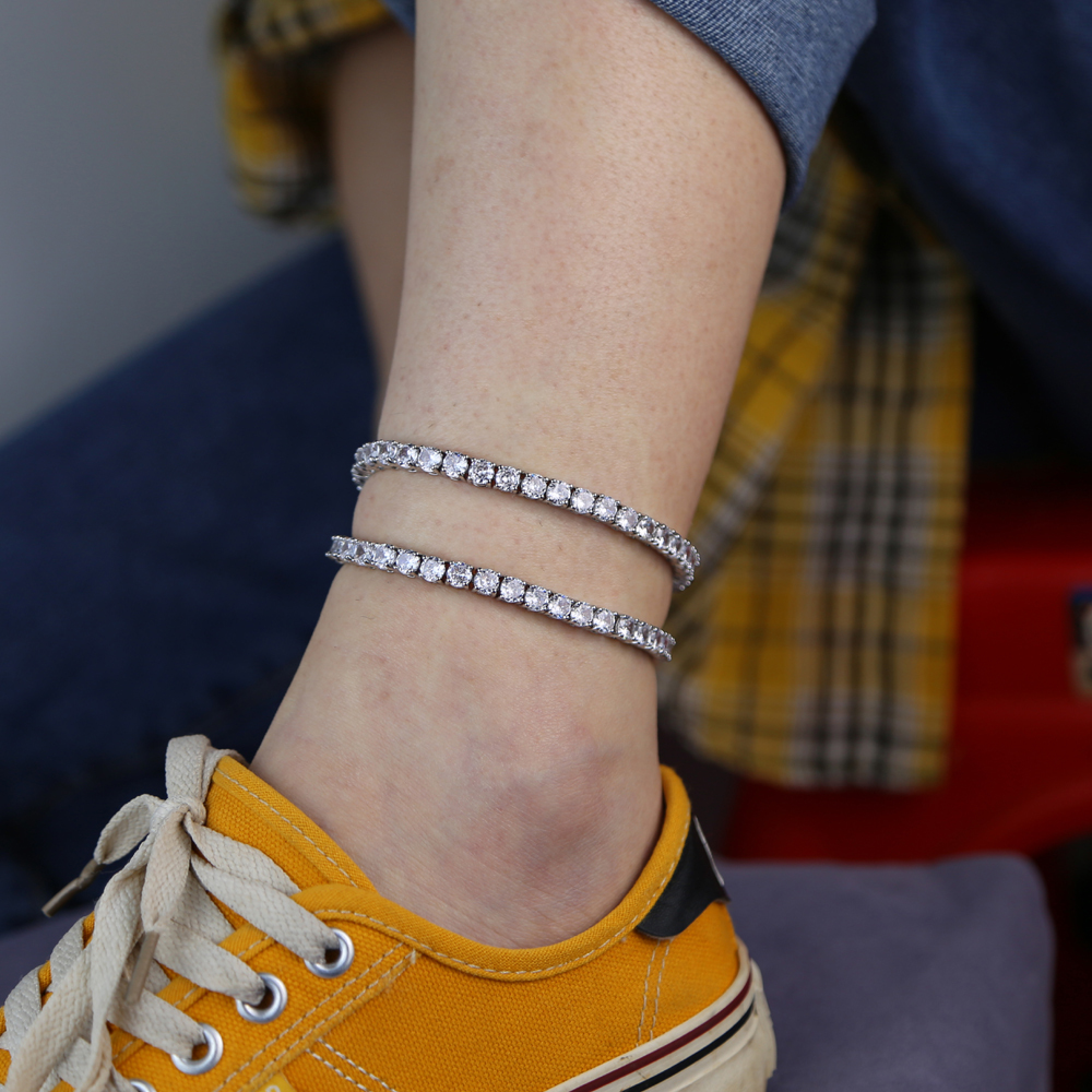 Anklets 23cm 25cm 2020 new summer jewelry iced out bling clear cz 5mm tennis chain anklet for women
