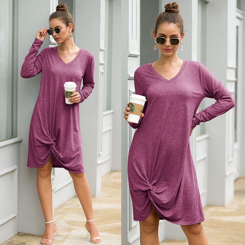 Autumn Winter Casual Long Sleeve Irregular Maxi Dress Women Autumn Plus Size v Neck Long Party Dress Vintage Kink Dress