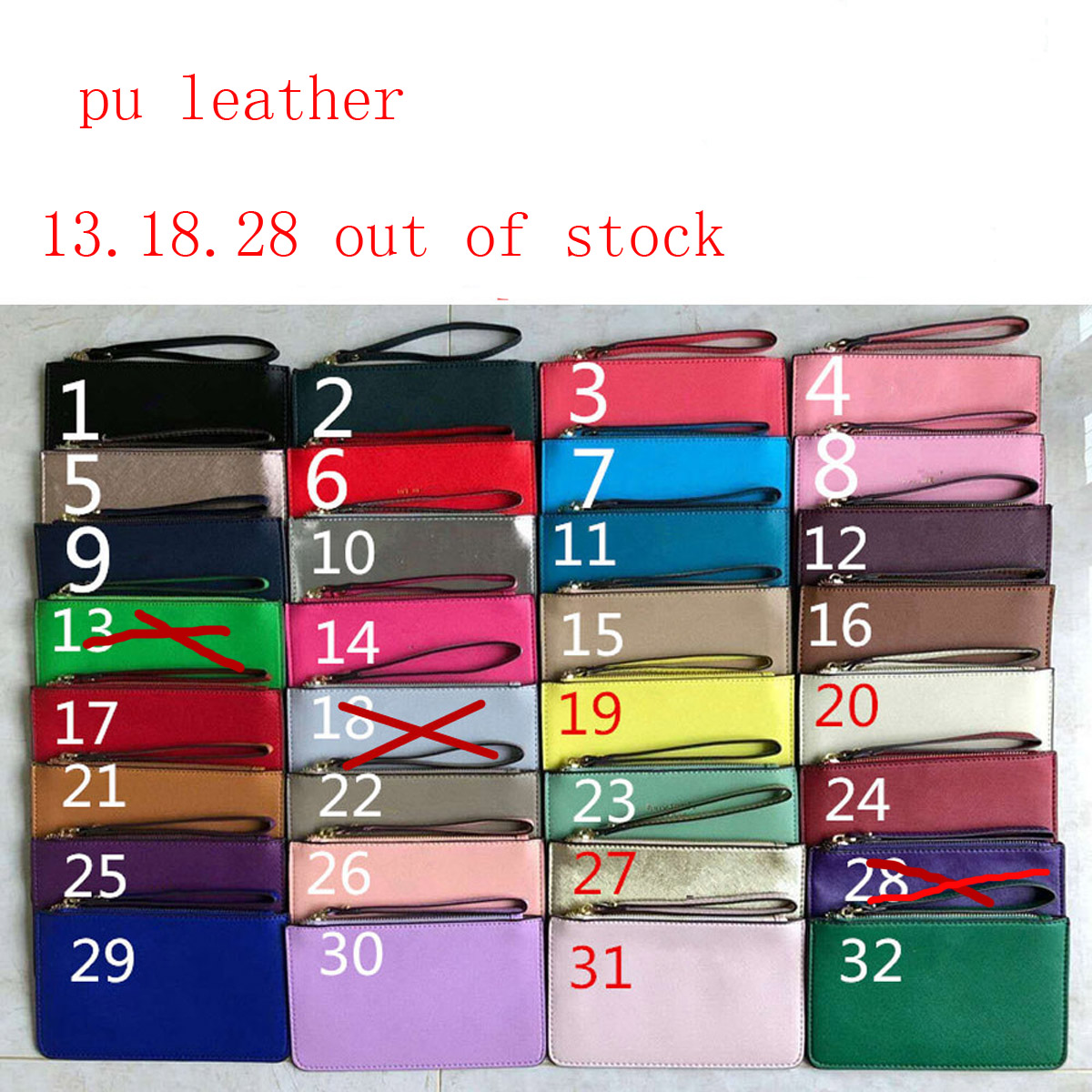 New 32 colors women leather wallets wristlet clutch bags zipper holders bag coin purses, Leave message which color & qty
New 32 colors women leather wallets wristlet clutch bags zipper holders bag coin purses, Leave message which color & qty