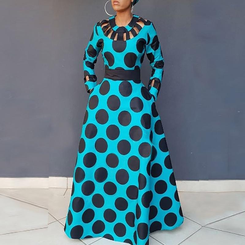 Clocolor Vintage Polka Dot Dress Women Autumn Winter Long Sleeve Printed Tunic Pocket High Waist Afircan Plus Size Maxi Dress, Blue
Clocolor Vintage Polka Dot Dress Women Autumn Winter Long Sleeve Printed Tunic Pocket High Waist Afircan Plus Size Maxi Dress, Blue