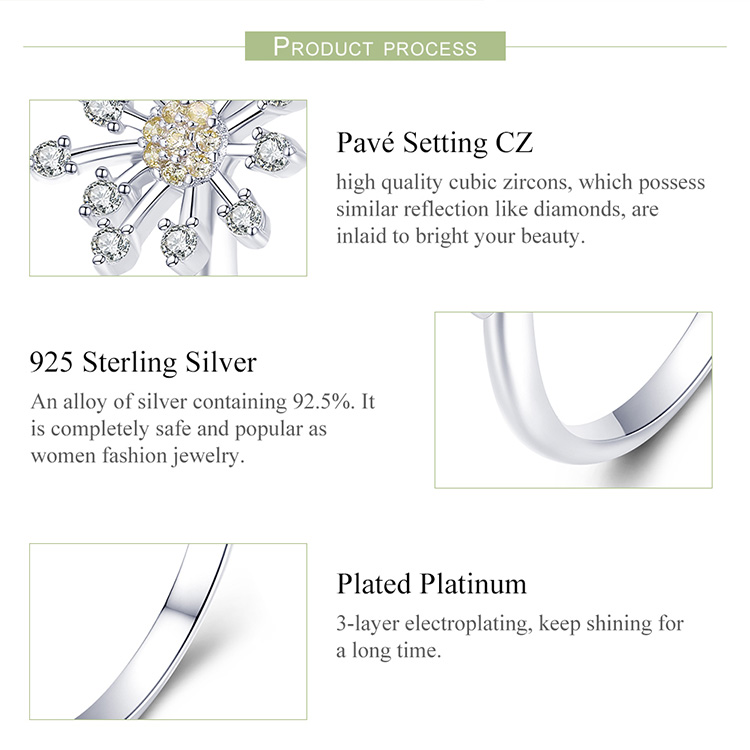 Wholesale-Silver Blooming Dandelion Love Crystal Adjustable Finger Rings for Women Wedding Engagement Jewelry Gift