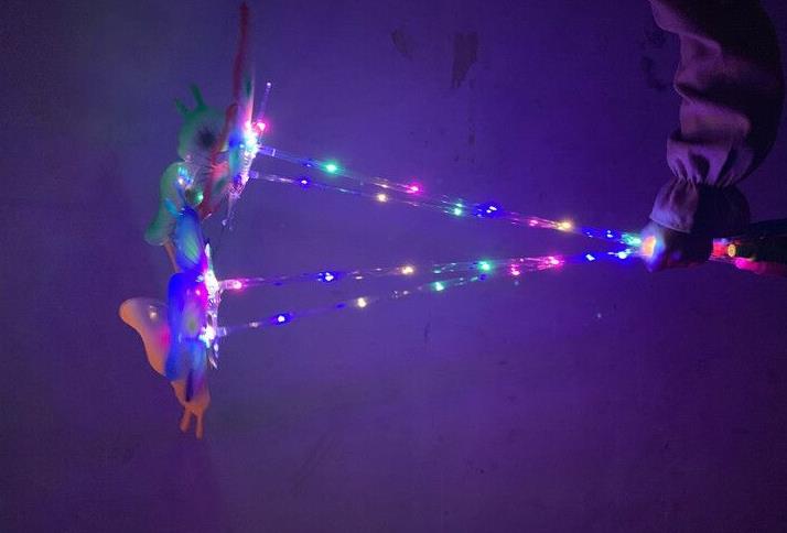 LED Changing Light Color Butterfly Stick Flashing Blinky Light Up Princess Wand Party Festival Night Decoration Birthday gift 65cm long