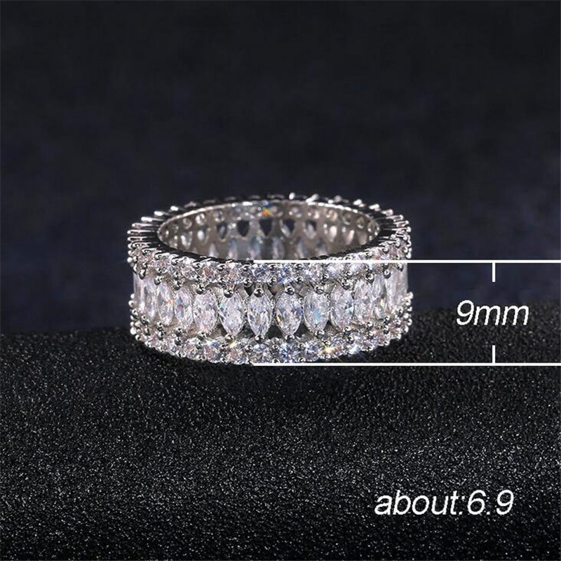 Marquise White Sapphire Sterg Sier Women's Wedding Band Ring