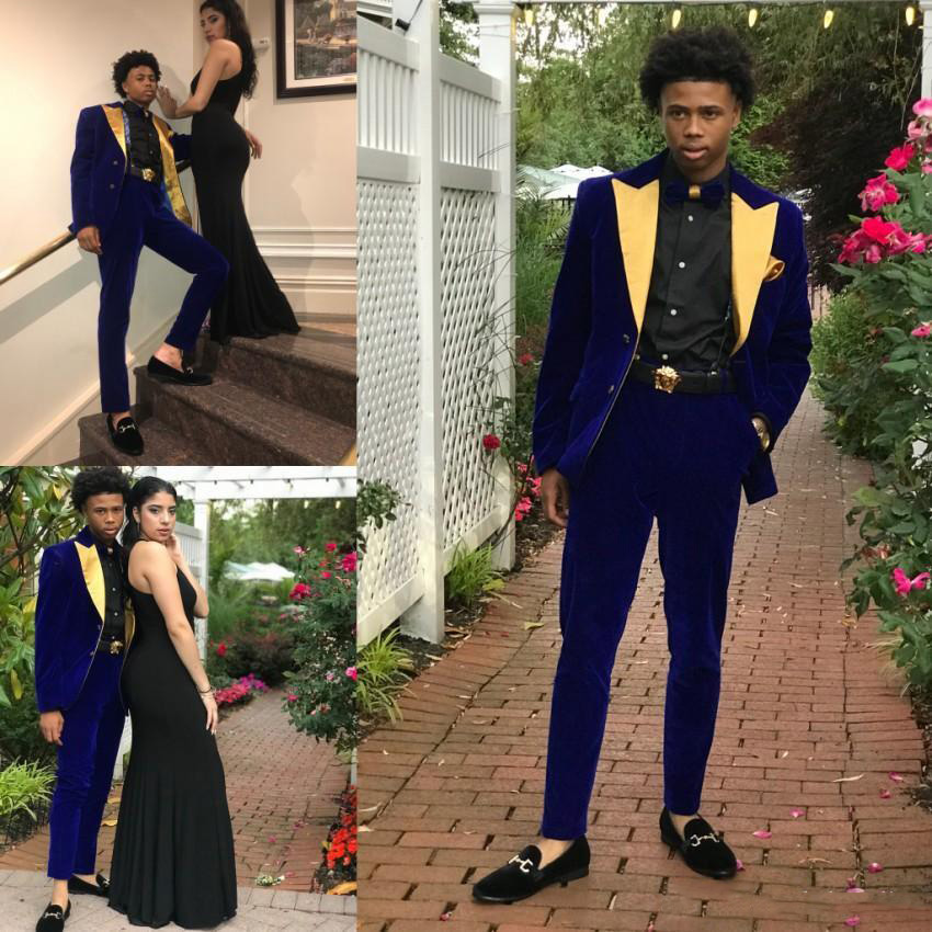 2019 Popular Suits Couple Fashion Blue Informal Men's Tuxedos Groomsmen Wedding Suits Custom Made Two Pieces (Blazer+Pant) Suit