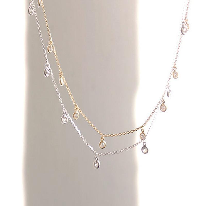 New Rhinestone Jewelry Circle Short Necklace Fashion Trendy Handmade Link Chain Choker Necklace Gift For Women Girls Gold Silver Color