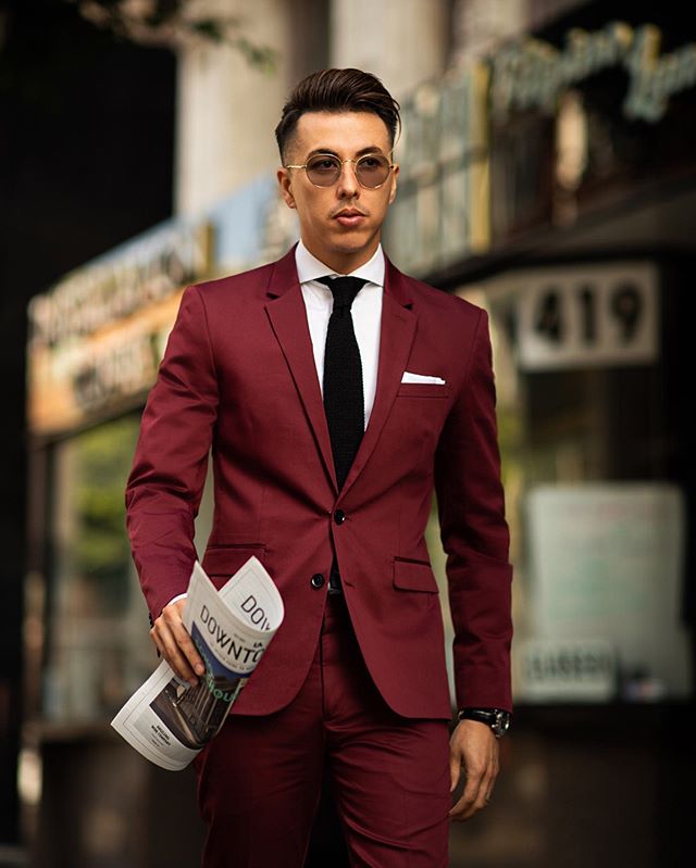 Two Piece Mens Suit Claret New Fashion Groom Suit Wedding Suits For Best High Quality Costumes De Mariage Pour Hommes