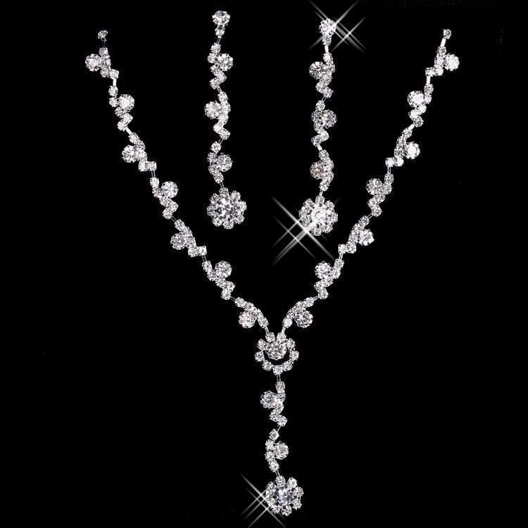 Cheap Bridal Charming Alloy Plated Rhinestones Crystal Jewelry Set Necklace Earrings for Wedding Bride Bridesmaid Prom Party Free Shipping, White 
Cheap Bridal Charming Alloy Plated Rhinestones Crystal Jewelry Set Necklace Earrings for Wedding Bride Bridesmaid Prom Party Free Shipping, White