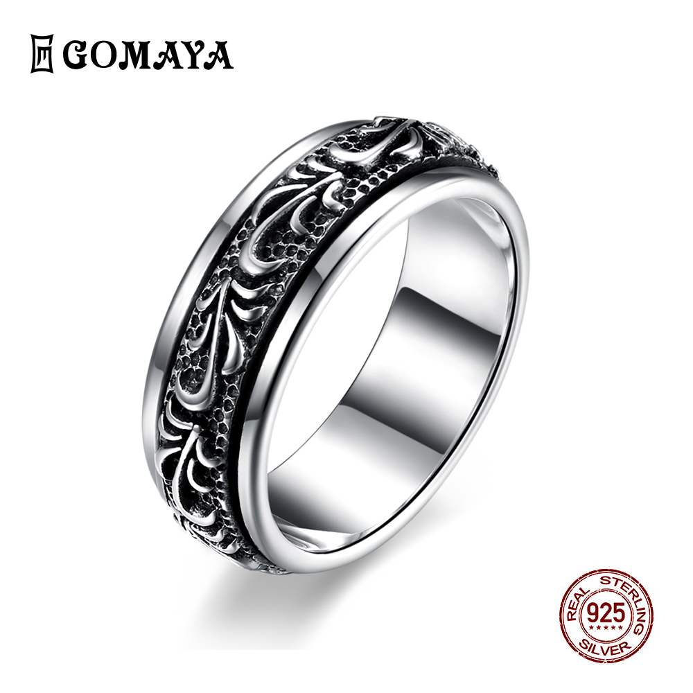 GOMAYA 925 Sterling Silver Rings Rotate Carving Flower Gothic Vintage Rock Punk Cocktail Fine Jewelry for Men and Women Anillos CJ191230
GOMAYA 925 Sterling Silver Rings Rotate Carving Flower Gothic Vintage Rock Punk Cocktail Fine Jewelry for Men and Women Anillos CJ191230