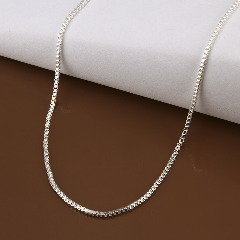 1mm Box Chains Necklaces Women Men 925 Sterling Silver Lobster Clasp Chain fit Pendant Fashion DIY Jewelry Accessories 16 18 20 22 24Inches