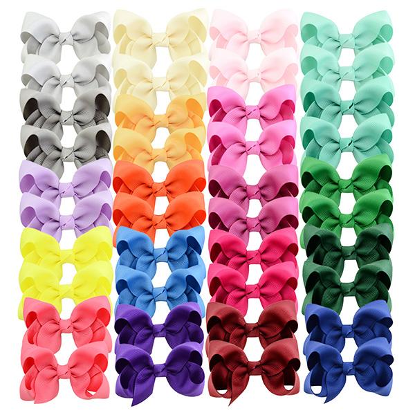 3 Inch 40pcs/lot Small Toddler Ribbon Bows Alligator Hair Clips Solid Children Hair Bows For Pigtails Little Girl Hair Accessories - view 5