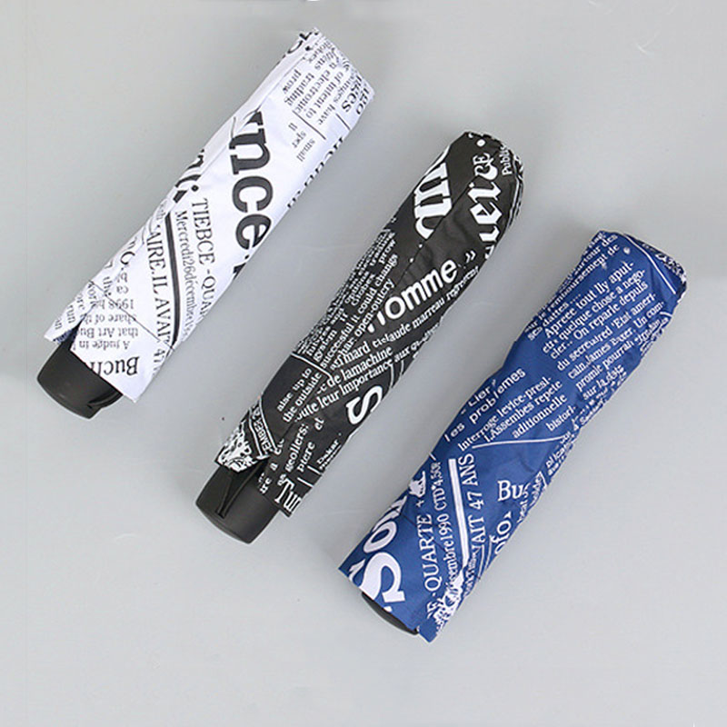 Retro Newspaper Printed Three Folding Umbrella Men Portable Vinyl Umbrellas Sunny Rainy Women UV Protection Windproof Umbrella DH1396 T03, 3 colors
Retro Newspaper Printed Three Folding Umbrella Men Portable Vinyl Umbrellas Sunny Rainy Women UV Protection Windproof Umbrella DH1396 T03, 3 colors