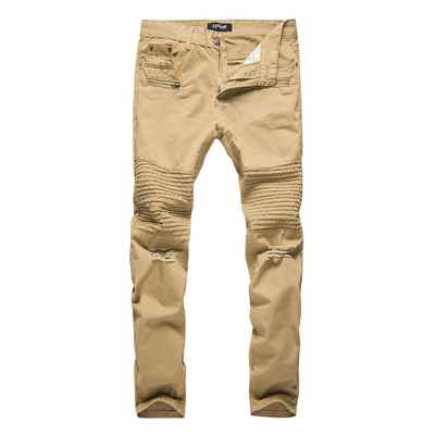 New Khaki Biker Jeans Pleated Men's Skinny slim Stretch Denim Pants Arrival Hip-Hop Street Ripped Jeans, Black
New Khaki Biker Jeans Pleated Men's Skinny slim Stretch Denim Pants Arrival Hip-Hop Street Ripped Jeans, Black