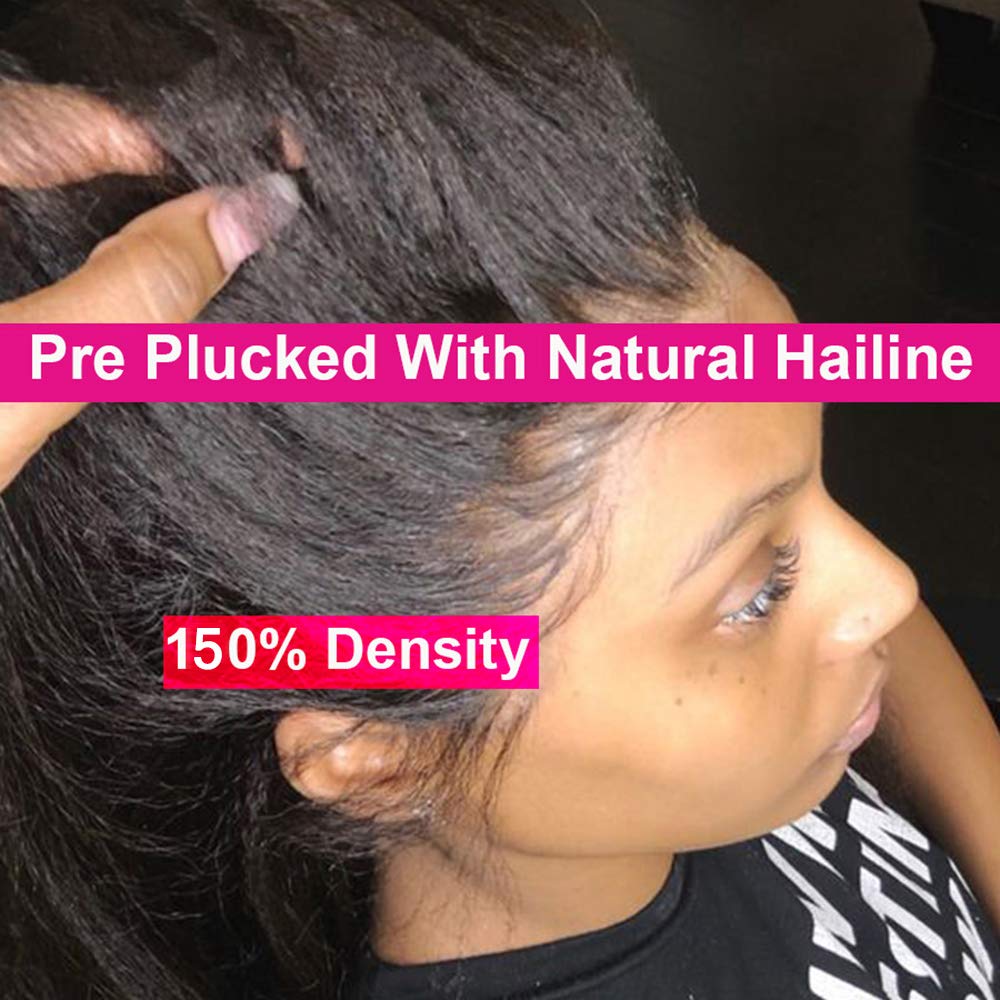 HD transparent 360 Lace Frontal Wig PrePlucked kinky straight Human Hair braided Wigs Brazilian 130% Density natural Laces Front for black Women