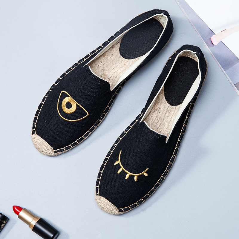 Hot Sale- Handmade Women's Espadrilles Canvas Flats Slip-on Casual Loafers Camouflage Stripe Linen Jute Hemp Soled Fisherman Shoes, Black
Hot Sale- Handmade Women's Espadrilles Canvas Flats Slip-on Casual Loafers Camouflage Stripe Linen Jute Hemp Soled Fisherman Shoes, Black