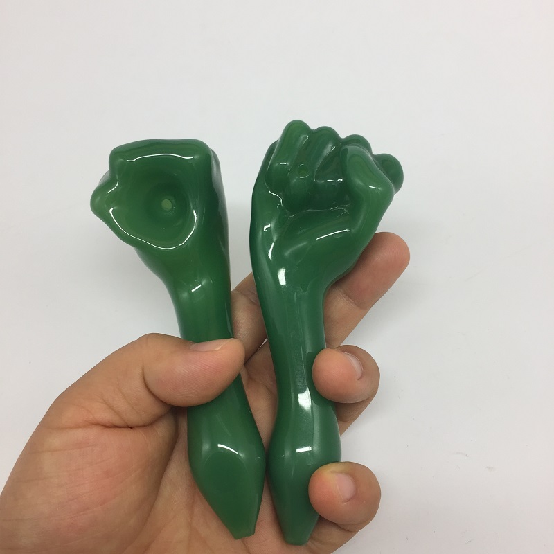 

5.0 inch green Fist Glass Spoon Pipes Pyrex Oil Burner Pipes Mini Tobacco Hand Pipe Dab Rigs Glass Bubbler for Dry Herb
