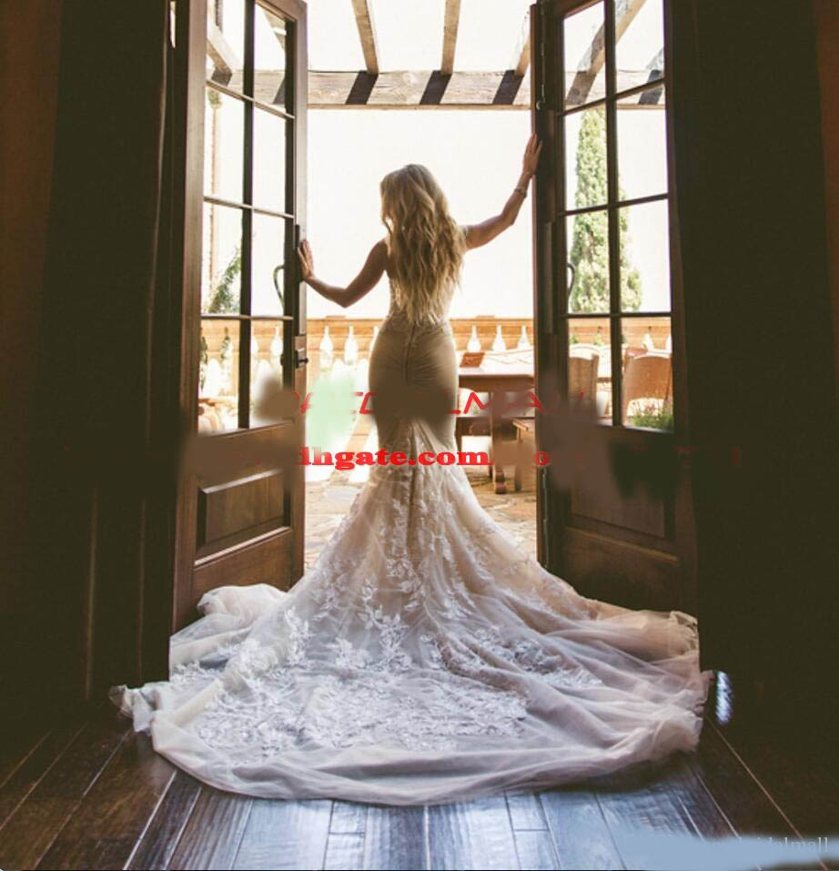 Applique Lace Mermaid Wedding Dresses 2020 Elegant Sweetheart Beach Bridal Gowns Plus Size Backless Fall Arabic Wedding Dress robe de mariée