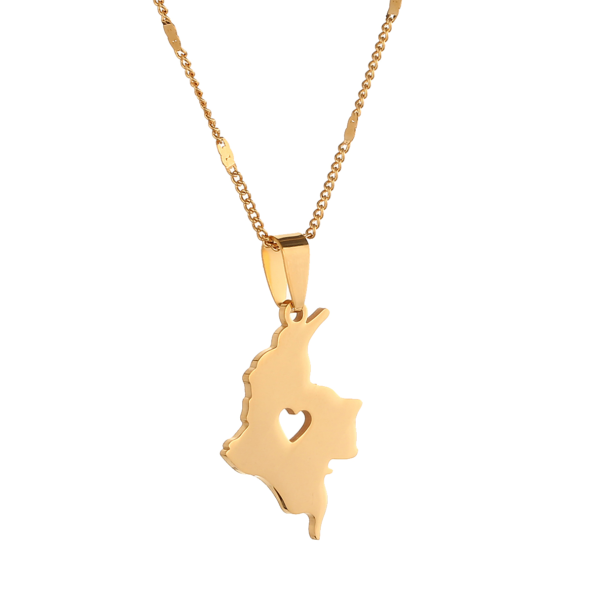 Stainless Steel Colombia Map Pendant Necklace for Women Men Jewelry Map of Colombian Heart Chain Jewelry
Stainless Steel Colombia Map Pendant Necklace for Women Men Jewelry Map of Colombian Heart Chain Jewelry