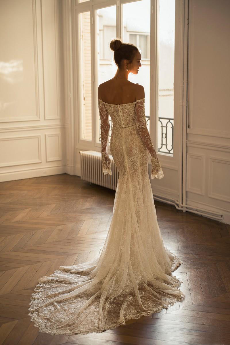 Vintage Mermaid Wedding Dresses 2020 Long Sleeve Illusion Bodice Lace Appliques Bridal Gowns Off Shoulder Custom Made robe de mariée