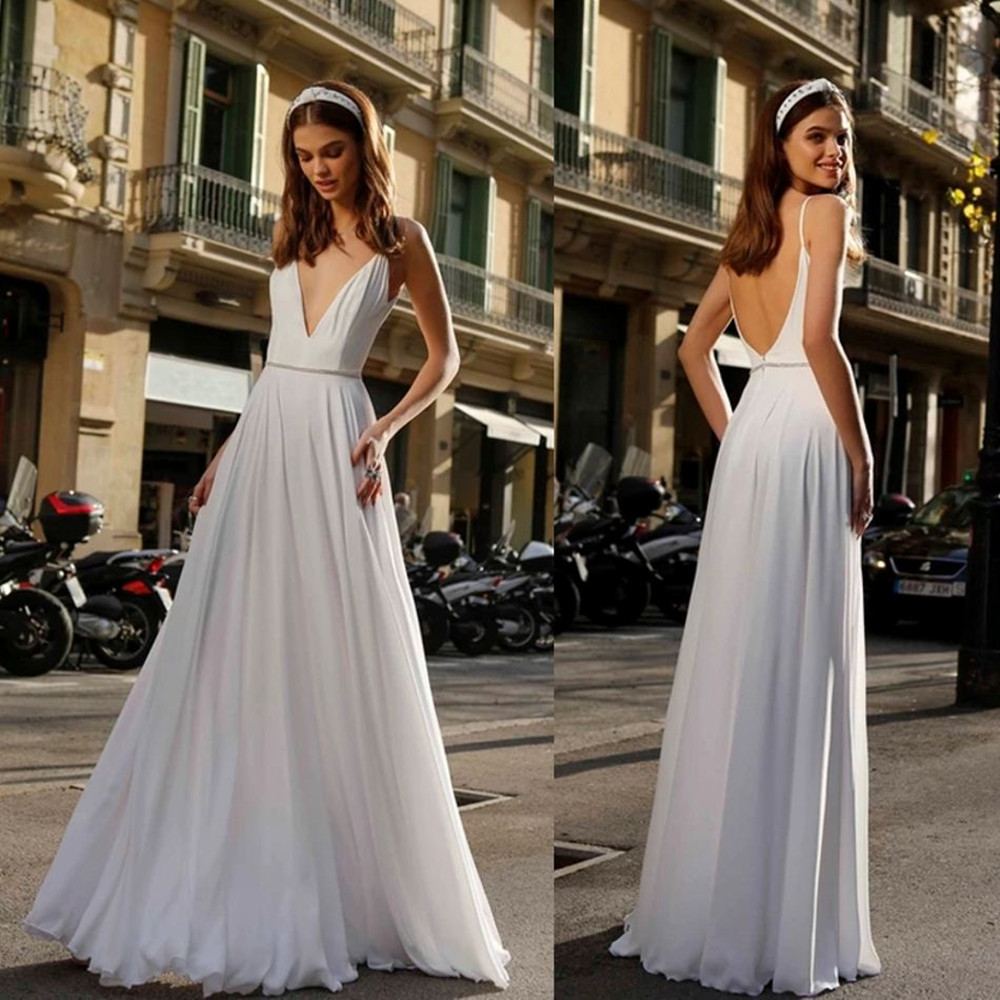 2021 Fashion Wedding Dresses Deep V Neck Sleeveless Lace Chiffon Bridal Gowns Custom Made Backless Sweep Train A-Line Wedding Dress, Black
2021 Fashion Wedding Dresses Deep V Neck Sleeveless Lace Chiffon Bridal Gowns Custom Made Backless Sweep Train A-Line Wedding Dress, Black