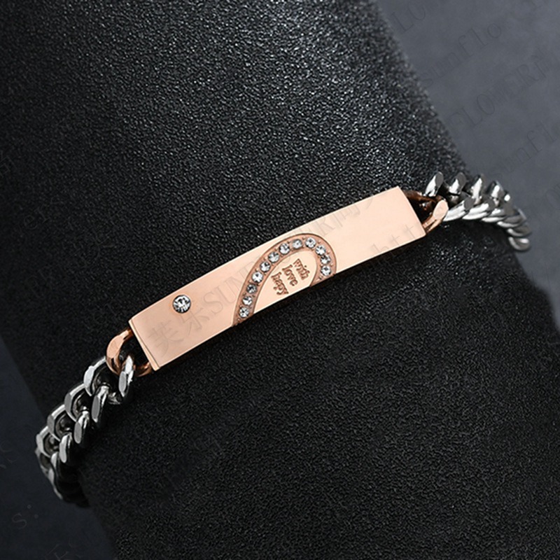 Couple bracelet gift for his matching stainless steel love puzzle set with zircon bracelet his queen her king jewelry