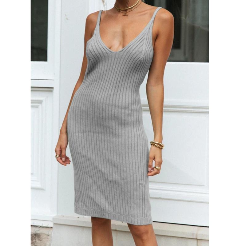 Fashion Women Sexy V Neck Sleeveless Solid Casu Sexal Knitting Slim Fit Dress Summer Sexy Party Beach Dresses Vestidos de fiesta
Fashion Women Sexy V Neck Sleeveless Solid Casu Sexal Knitting Slim Fit Dress Summer Sexy Party Beach Dresses Vestidos de fiesta