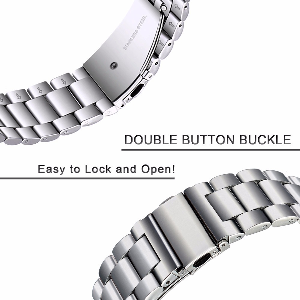 Premium Stainless Steel Watchband For Samsung Galaxy Watch 46mm Sm-r800 Sports Band Curved End Strap Wrist Bracelet Silver Black Y19052301