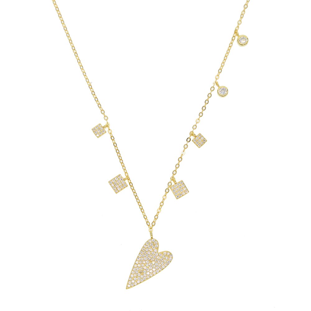 2019 new arrived 100% 925 sterling silver Valentines gift for girlfriend micro pave cz heart dangle charm necklace 925