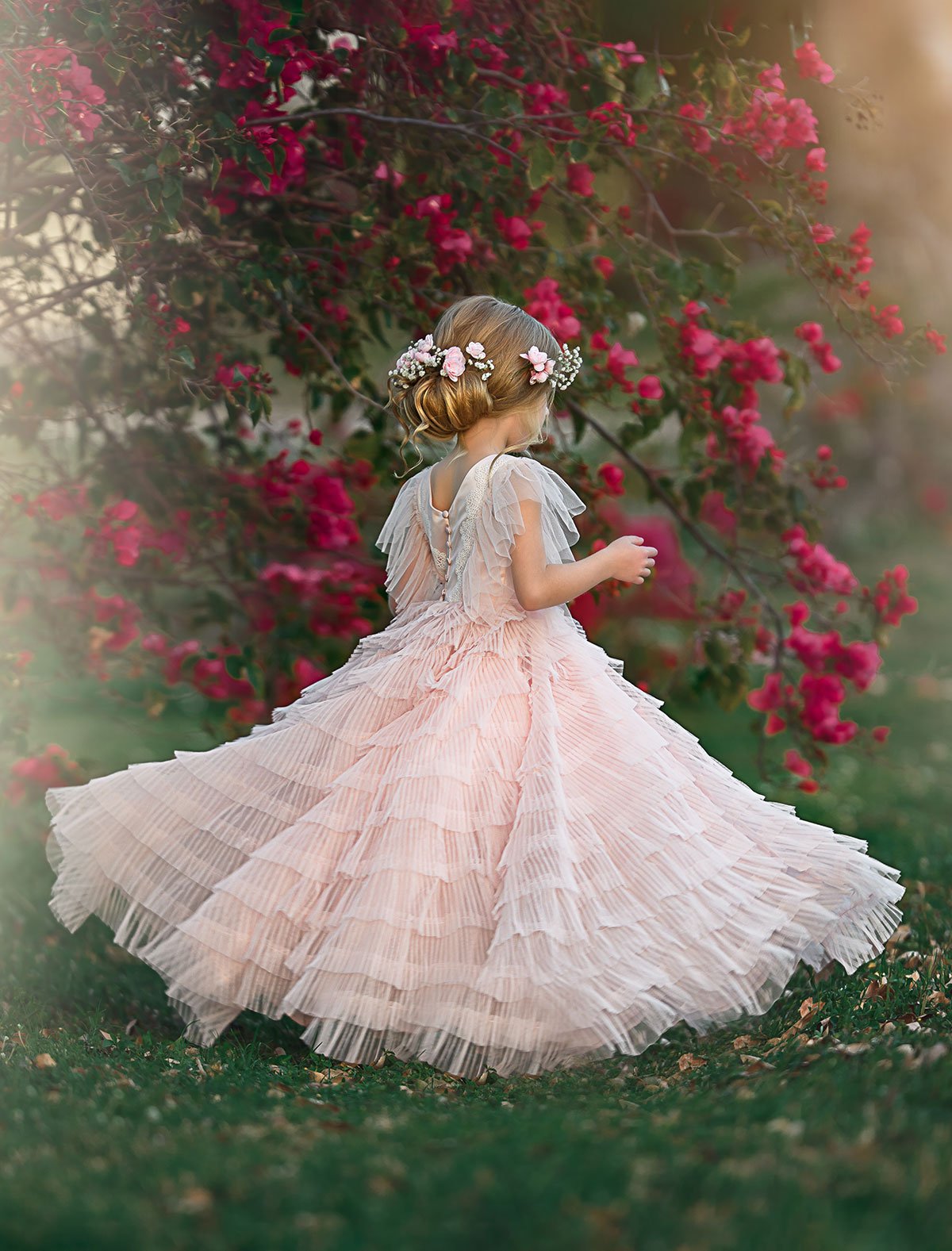 2019 Pink Beach Flower Girl Dresses Jewel Neck Boho First Communion Dress For Little Girl Cap Sleeves A-Line Cheap Kids Wedding Dress