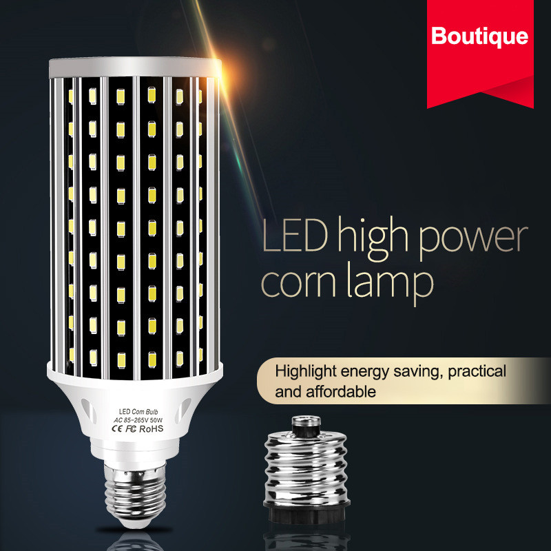 Fan Cooling LED Corn Light Bulb AC100-277V E27 50W 2835 Without Lamp Cover for Indoor Home Decoration Droplight Street Spotlight LED011