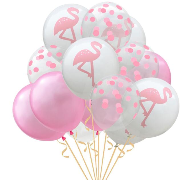 Hawaii Party Theme Balloons Set 12 inch Flamingo Pinapple Leave Printed Dot Balloons Party Decoration 15pcs/set