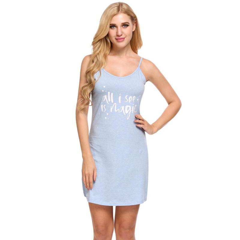 Ekouaer Print V-Neck Strappy Letter Women Nightgown Sleep Lounge Dress Sleepwear, Blue
Ekouaer Print V-Neck Strappy Letter Women Nightgown Sleep Lounge Dress Sleepwear, Blue