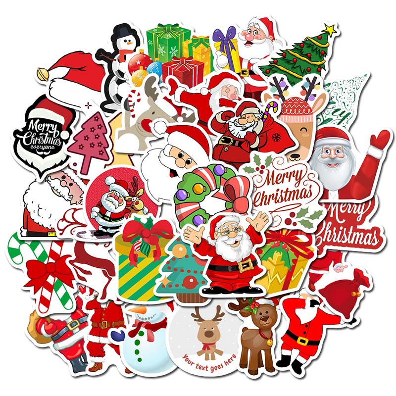 DHL Chrismas Stickers 50 Pcs Waterproof Vinyl Car Stickers and Decals Laptop Motorcycle Decal Gift Card Sticker for Water Bottles