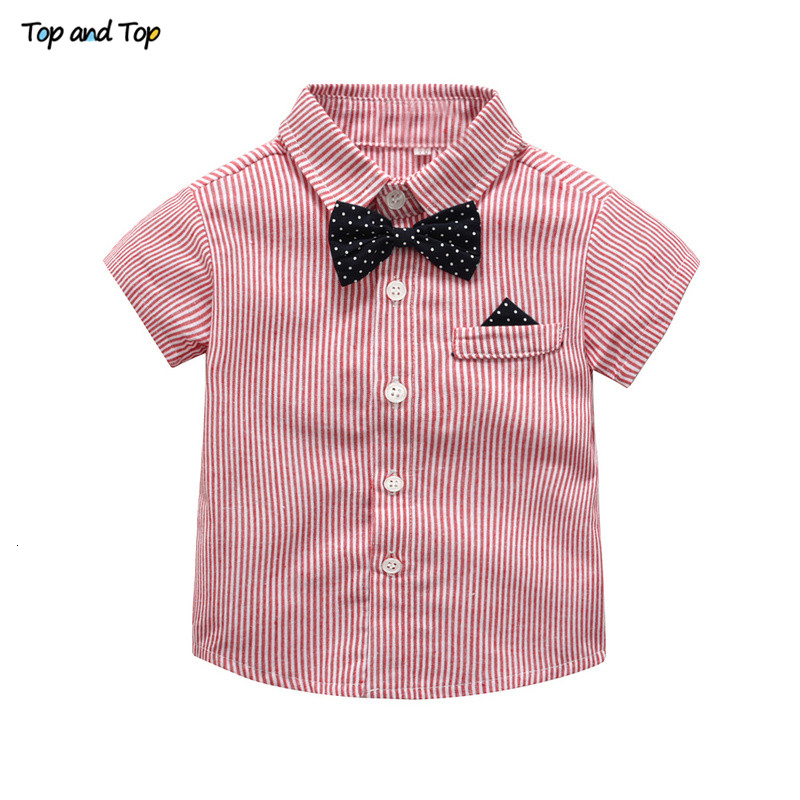 Baby Boy Gentleman Clothes Set Summer Suit For Toddler Striped Shirt with Bow Tie+Suspenders White Shorts Formal Boys Clothes T191024