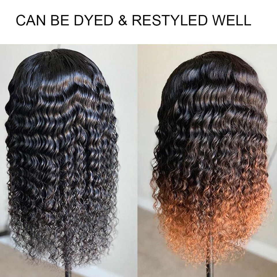 Pre plucked deep wave Human Hair Wig Brazilian Remy 13x4 Lace Front Human Hair Wig 150% Glueless Curly Lace Front Wig
