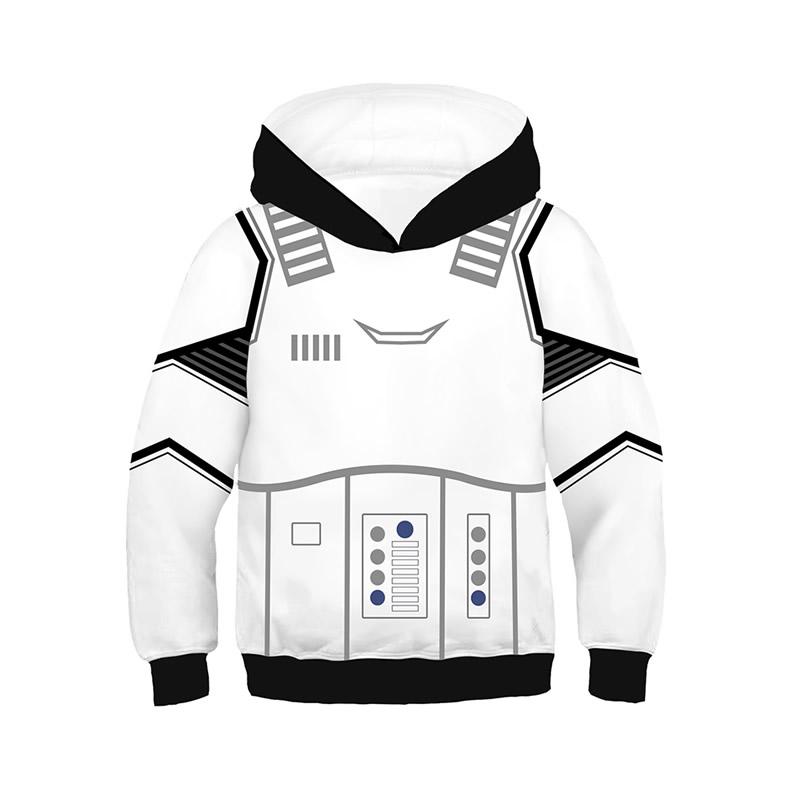 Kids sweatshirts Cosplay Hooded Fancy Clothes White Storm Trooper 3D Print Costumes New Movie Role Set
