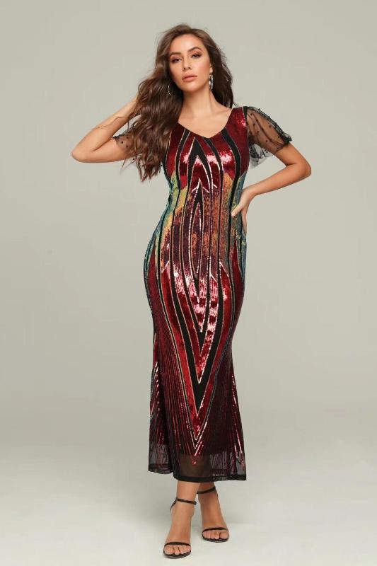 Vintage Dress ELgnat Fashion Shining Night CLub Beading Evening Party Dress Long Sexy, Burgundy
Vintage Dress ELgnat Fashion Shining Night CLub Beading Evening Party Dress Long Sexy, Burgundy