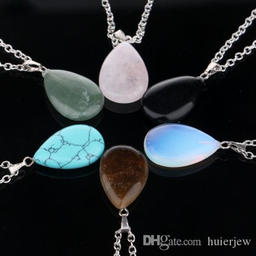 Necklace Jewelry Healing Crystals Amethyst Rose Quartz Bead Chakra Point Women Men Natural Stone Pendants Leather Necklaces Factor