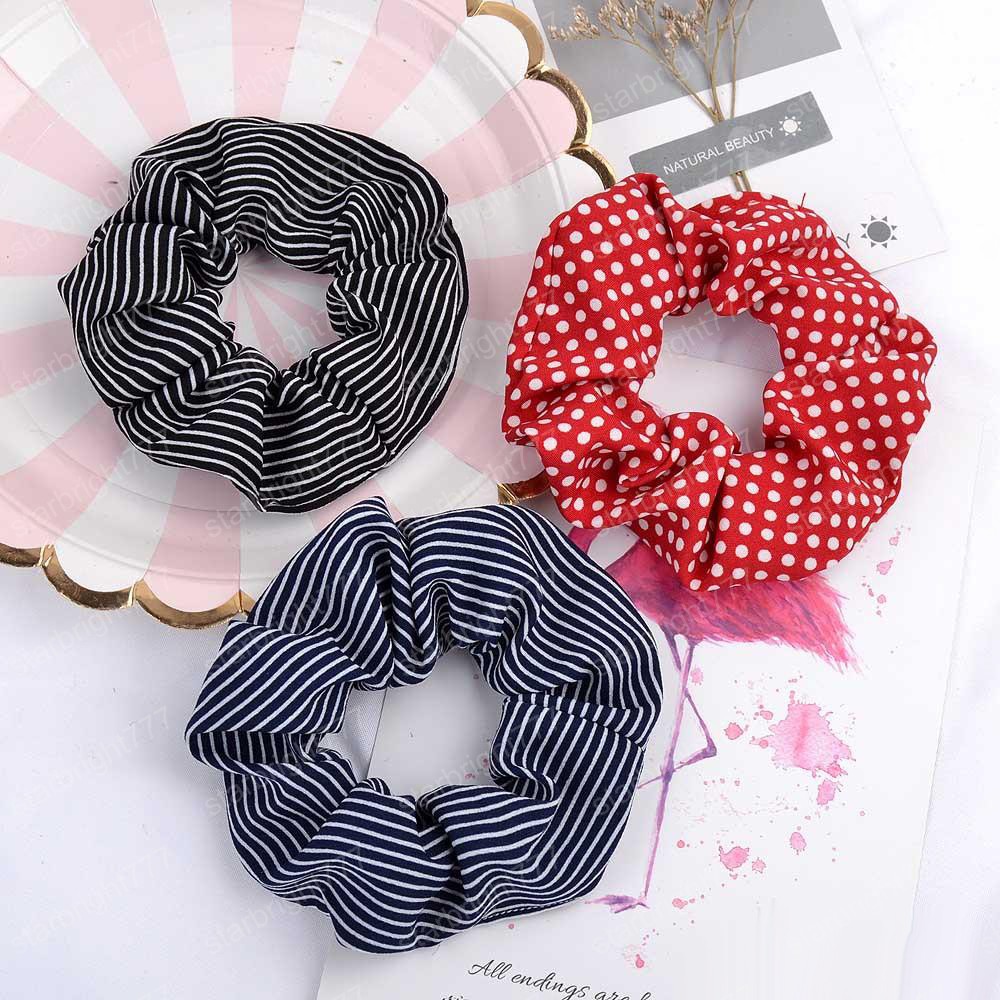 24 Colors Ponytail Holder Hair Scrunchy Elastic Grid Stripe Dot Hair Bands Scrunchy Hairbands Ties Ropes for Women Girls