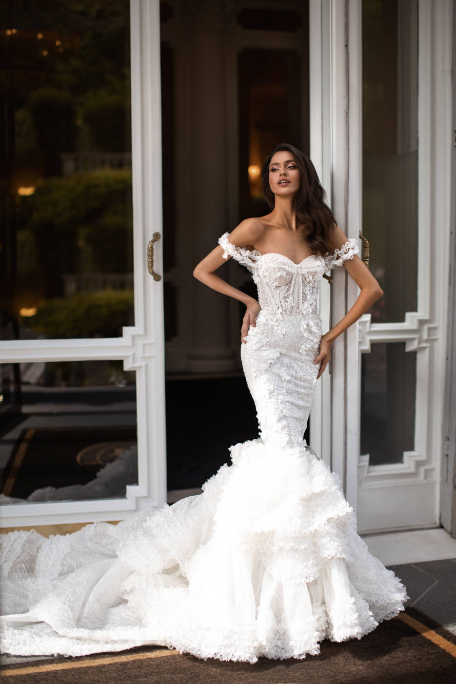 2020 Mermaid Wedding Dresses Sweep Train Lace Floral Appliqued Beads Boho Wedding Dress Custom Made Country Bridal Gowns Robes De Mariée