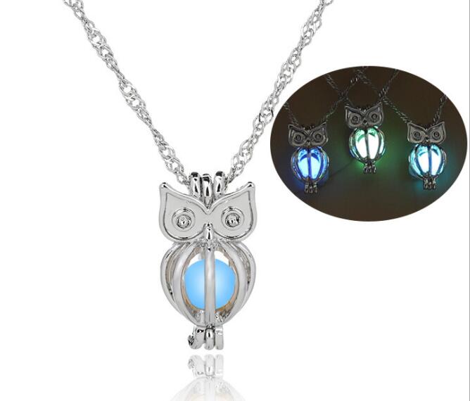 Charm Glowing Owl Pendant Necklace Cute Luminous Jewelry Choker 3 Colors Christmas Gift For Women Necklace Fashion Dropshipping GB66