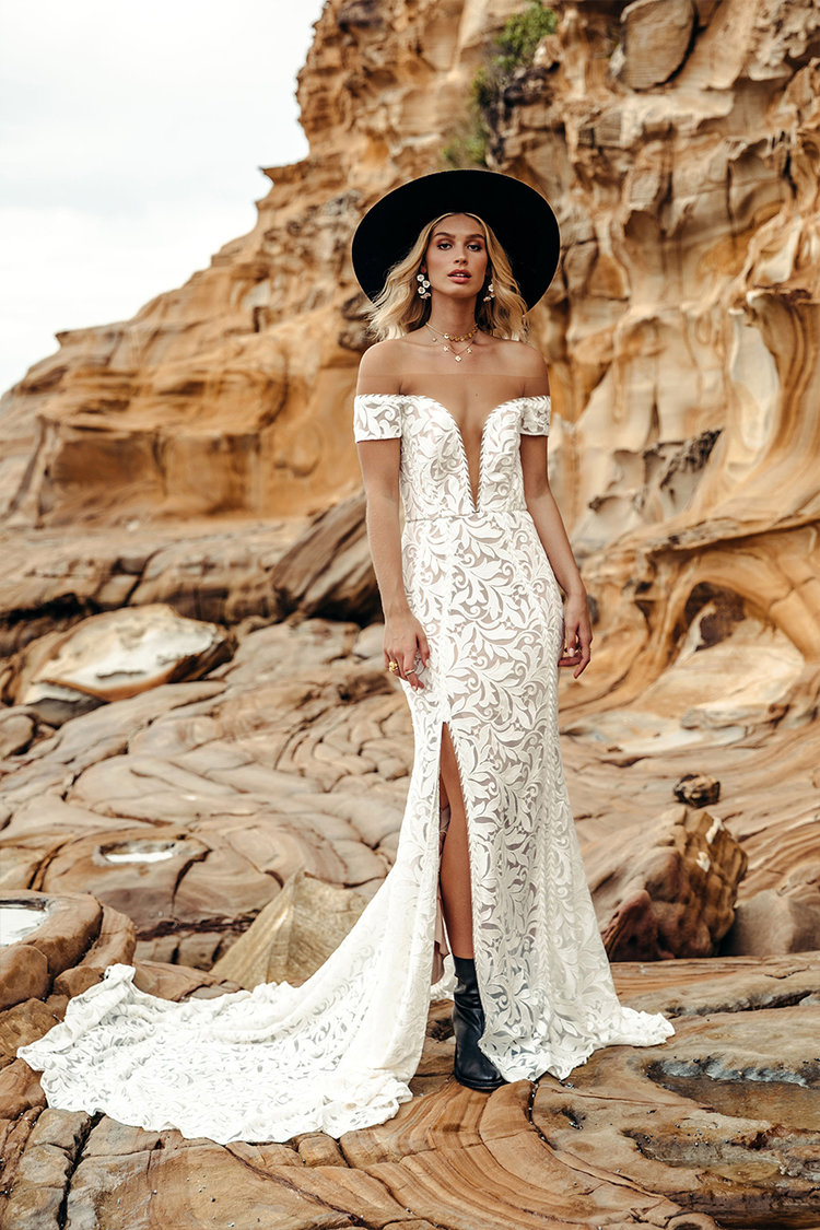 country mermaid wedding dresses off the shoulder full lace side split bridal gowns sweep train robe de marie
