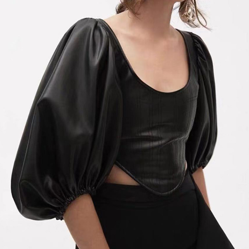 Women PU Leather Square Collar Bustier Crop Tops Shirt Puff Sleeve Sexy Short Shirts Blouse Women Zipper Elegant Tank Top FD-086, Black
Women PU Leather Square Collar Bustier Crop Tops Shirt Puff Sleeve Sexy Short Shirts Blouse Women Zipper Elegant Tank Top FD-086, Black