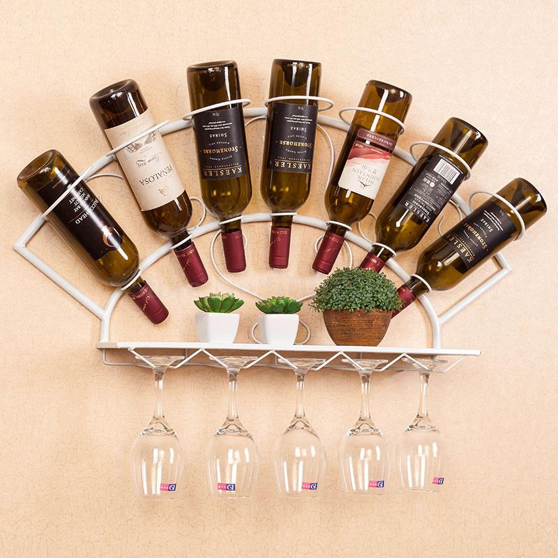 Wrought iron wine rack wall hanging rack hanging living room dining room simple goblet wine glass creative European style