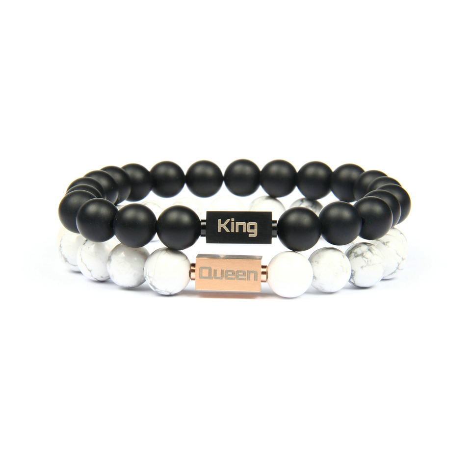 2pcs/set New Couple Crown Jewelry King And Queen Stainless Steel Bracelets With 8mm Natural Stone Beads, Golden;silver
2pcs/set New Couple Crown Jewelry King And Queen Stainless Steel Bracelets With 8mm Natural Stone Beads, Golden;silver