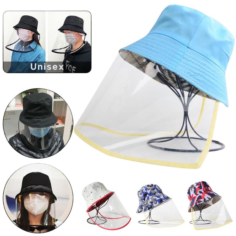 New Anti-fog Anti-spitting Protective Bucket Hat with Transparent Face Cover Sandproof Sun Protection Anti-dust Hat VJ-Drop