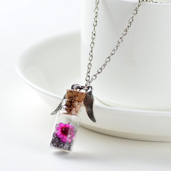 Original handmade DIY female alloy wings wishing bottle pendant jewelry wholesale DJN284 mix order Pendant Necklaces jewelry